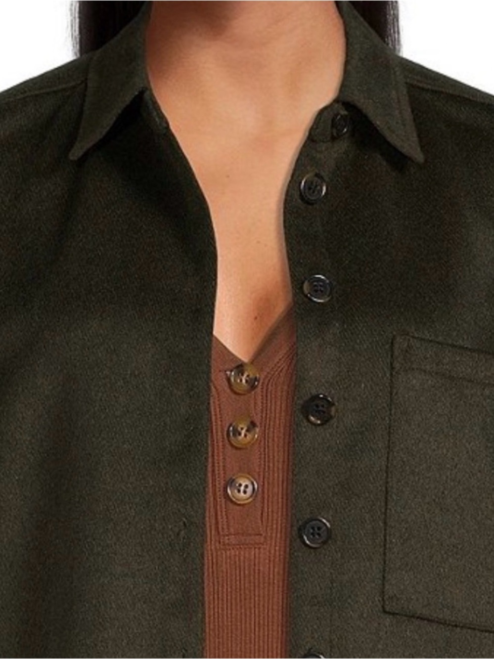 NWT A Love A Wool Button down in Dark Green Medium